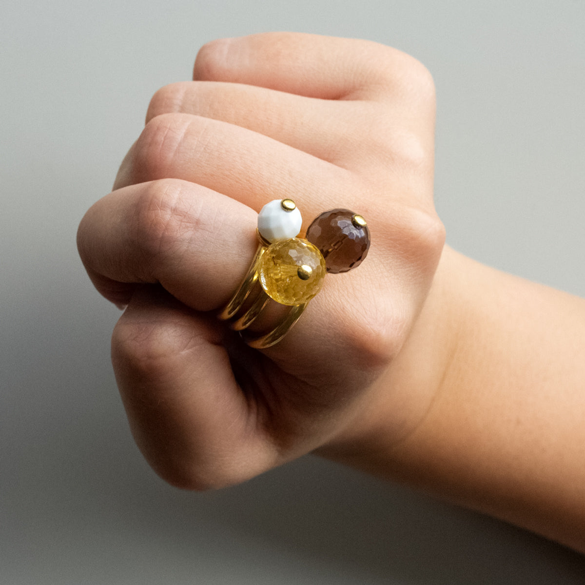 SMOKY QUARTZ 12 MM PUMPKIN RING - CALABAZA