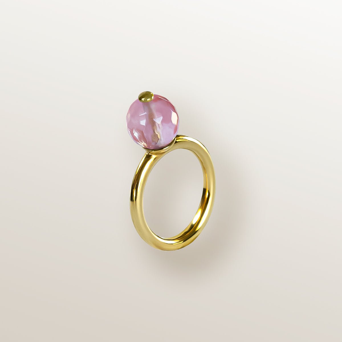 ANILLO CALABAZA ÁGATA ROSA 10mm - Victoria de la Calva