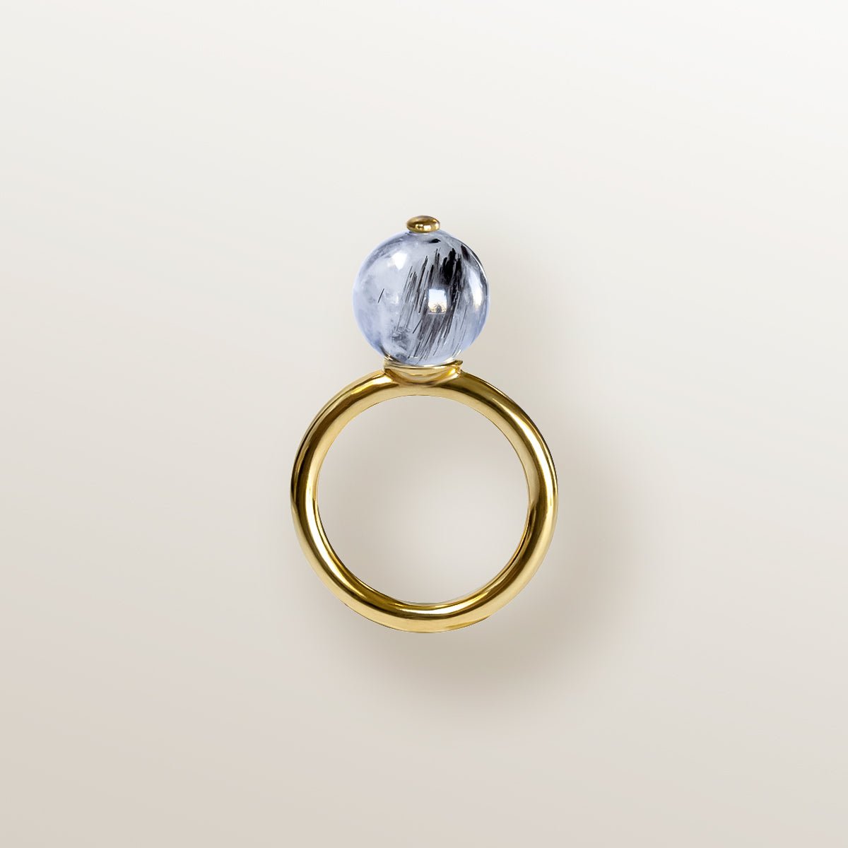 ANILLO CALABAZA CUARZO TURMALINADO 10mm - Victoria de la Calva