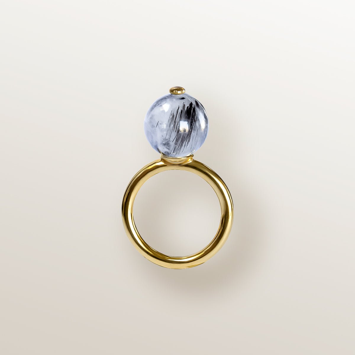 ANILLO CALABAZA CUARZO TURMALINADO 12mm - Victoria de la Calva