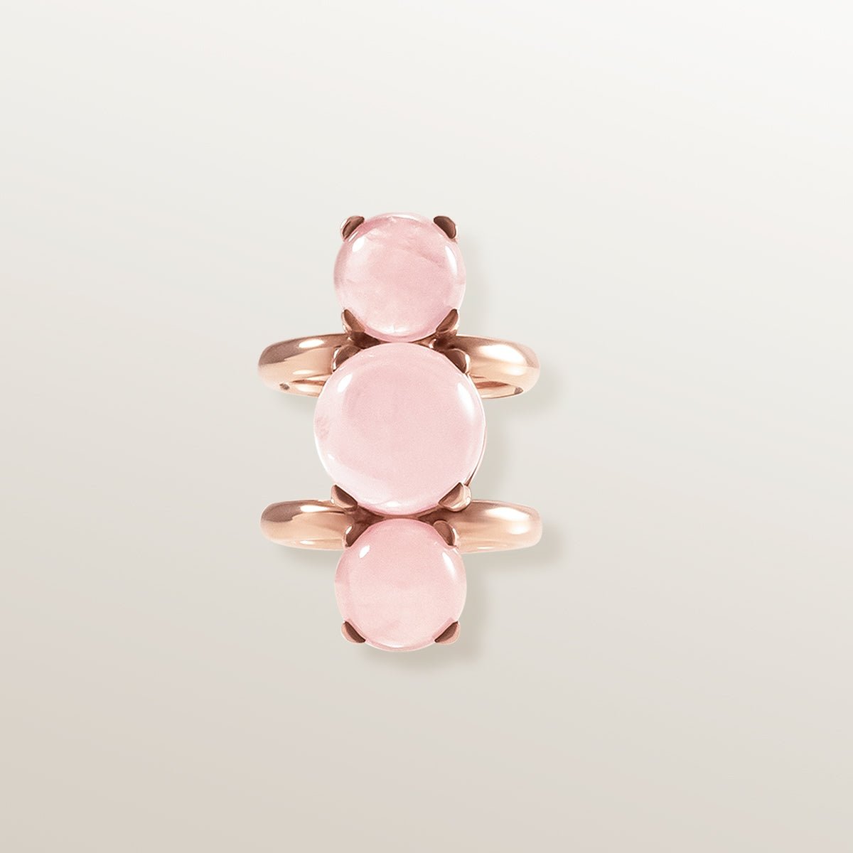 ANILLO DOBLE ARO VERMEIL ROSA Y CUARZOS ROSA - TRES TESOROS - Victoria de la Calva