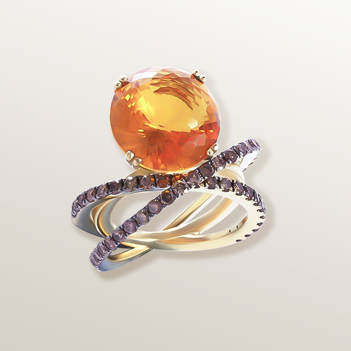 ANILLO ORO AMARILLO Y CUARZO CITRINO SATURNO Victoria de la Calva