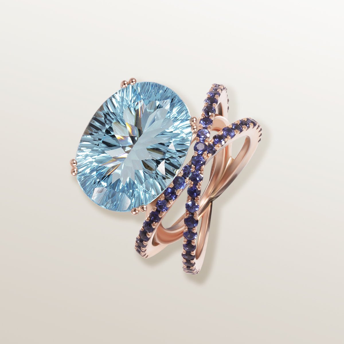 Topacio Azul Anillo Con Piedra Azul Cielo Anillo Topacio Azul