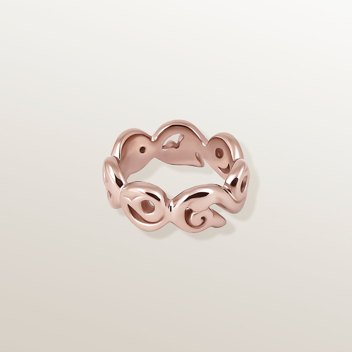 ANILLO VERMEIL DE ORO ROSA CALADO - GRECAS - Victoria de la Calva