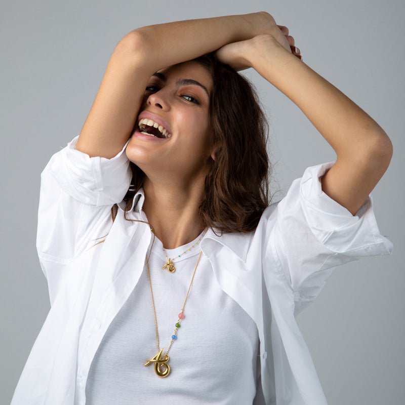 Cadena de Bolas Plata Vermeil Oro y Esmalte de Colores - Victoria de la Calva