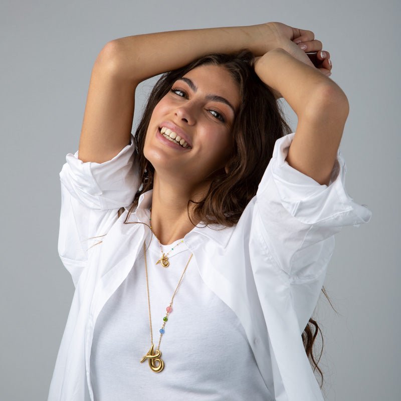 Cadena de Bolas Plata Vermeil Oro y Piedras de Colores - Victoria de la Calva