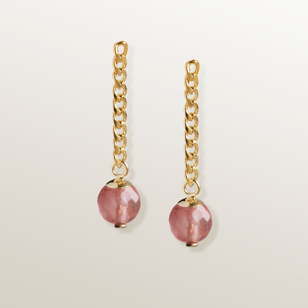 PENDIENTES CALABAZA CHAIN - Ágata rosa - Victoria de la Calva