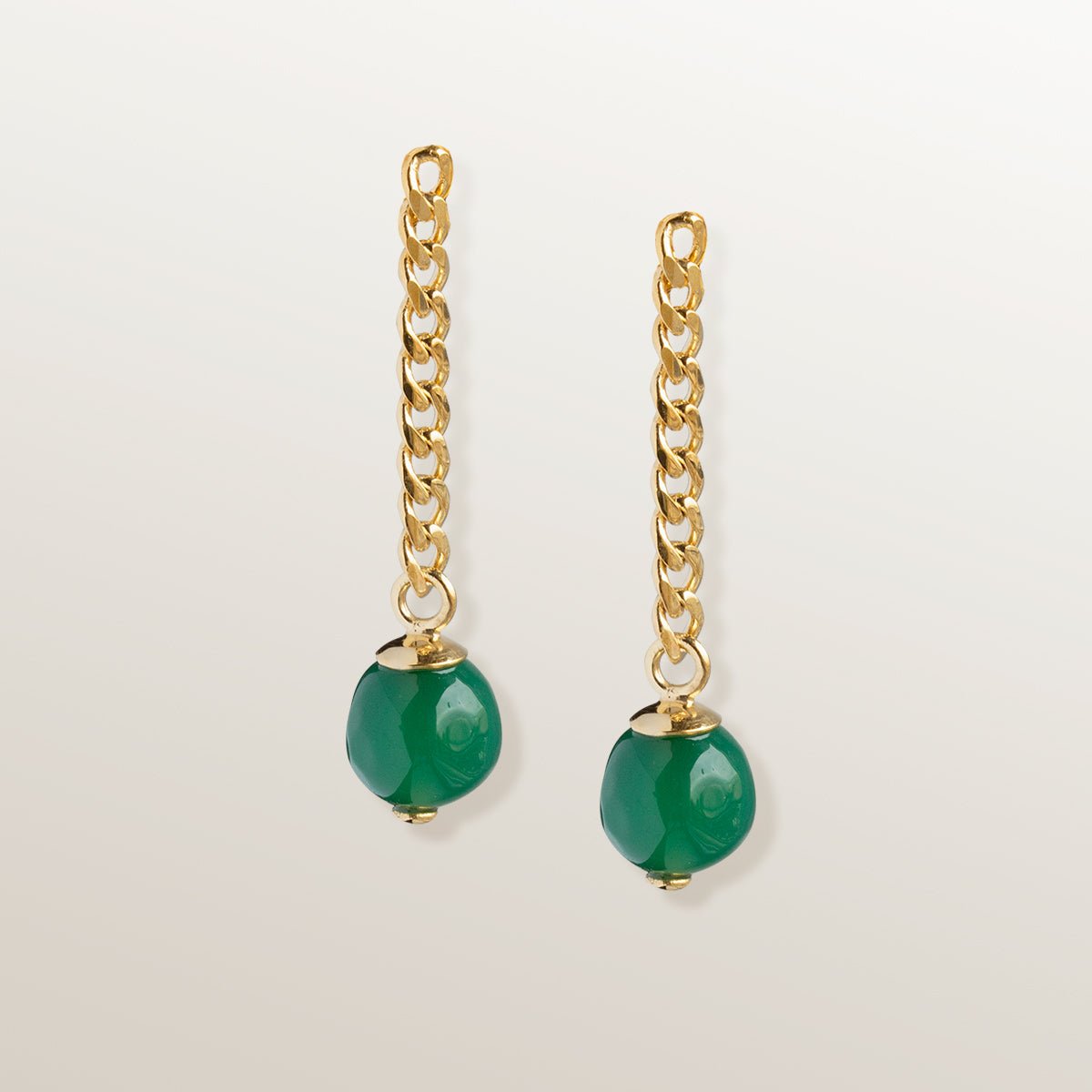 PENDIENTES CALABAZA CHAIN - Ágata Verde - Victoria de la Calva