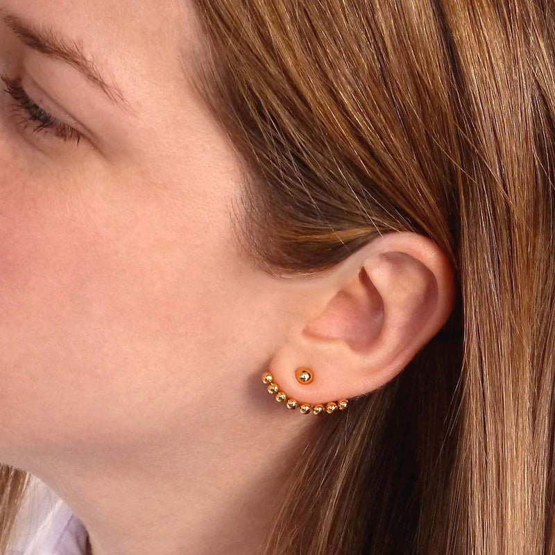 PENDIENTES EAR CUFF PLATA VERMEIL ORO AMARILLO BOLITAS - 8 SATÉLITES - Victoria de la Calva