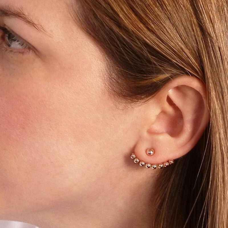 PENDIENTES EAR CUFF PLATA VERMEIL ORO ROSA BOLITAS - 8 SATÉLITES - Victoria de la Calva