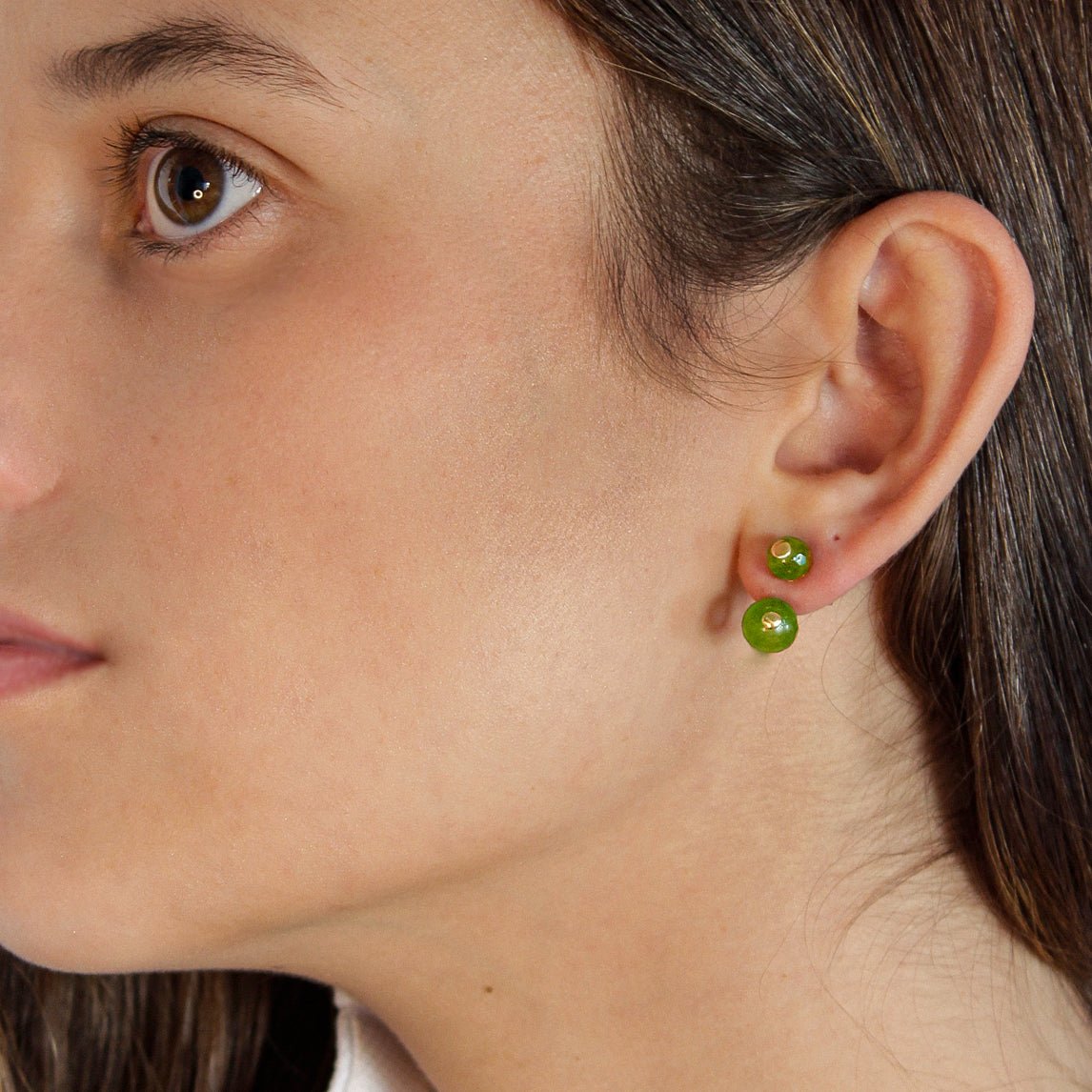 PENDIENTES EAR JACKET CALABAZA - Peridotos 8mm - Victoria de la Calva