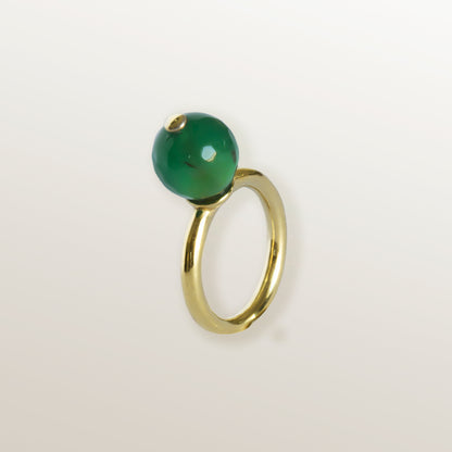 GREEN AGATE 10 MM PUMPKIN RING - CALABAZA