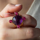 ANILLO ORO COCKTAIL RING ROUND AMETHYST
