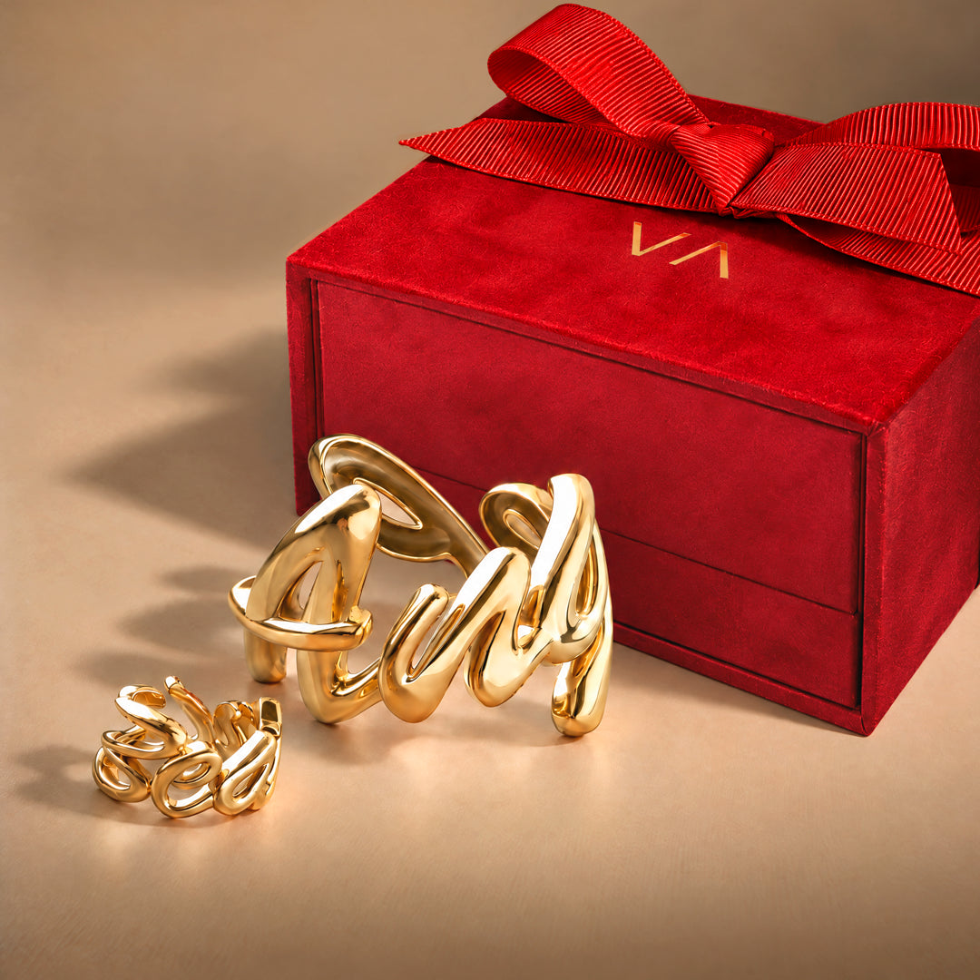 Tarjeta regalo para anillo o pulsera con nombre de Victoria de la Calva