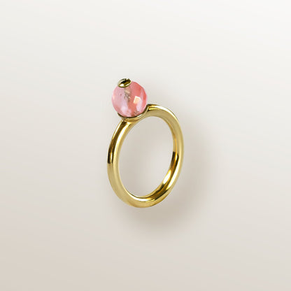 ANILLO CALABAZA CUARZO ROSA 8mm - Victoria de la Calva