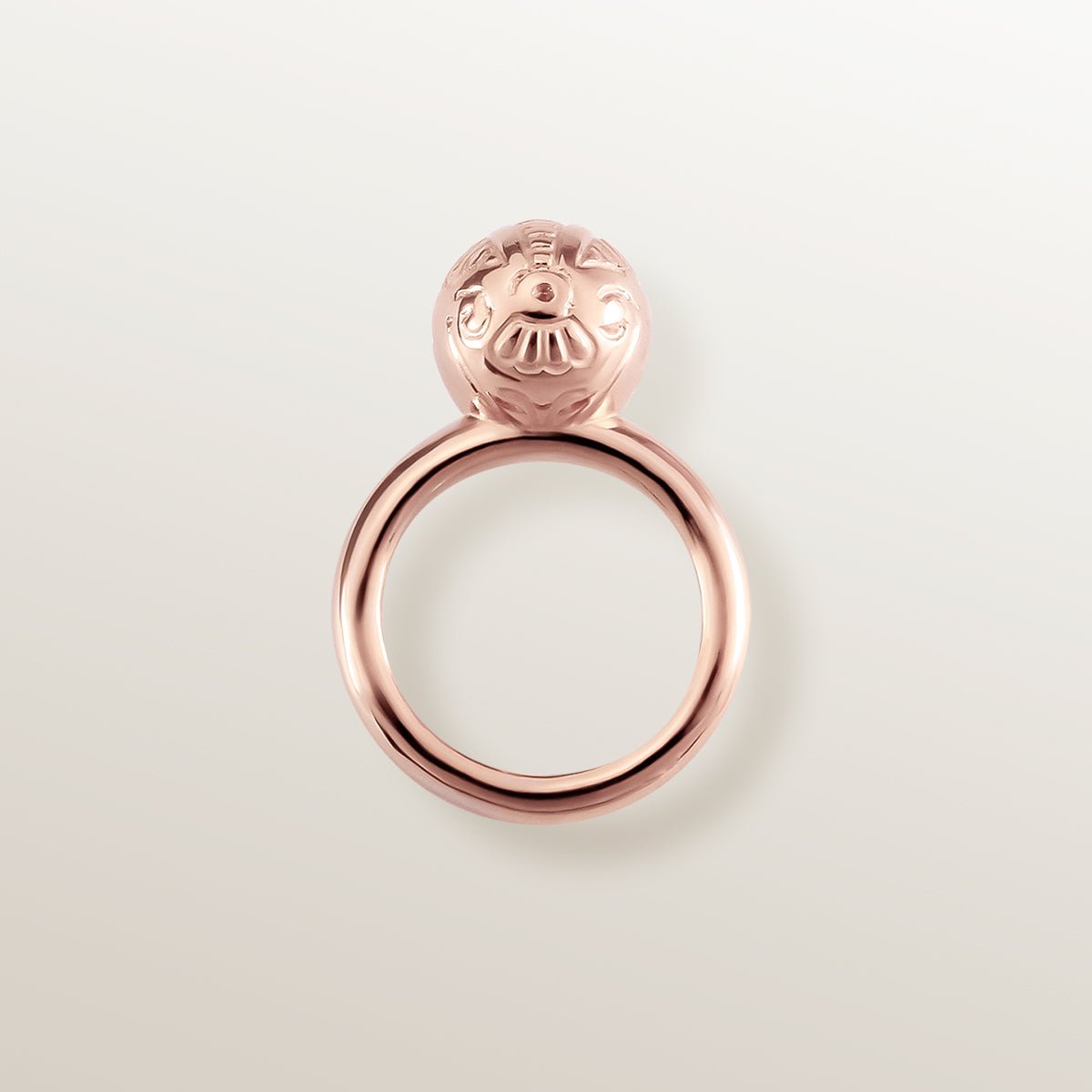 Anillo de Vermeil de oro rosa de 18 quilates, con esfera grabada con motivos de tatuajes Maorís.