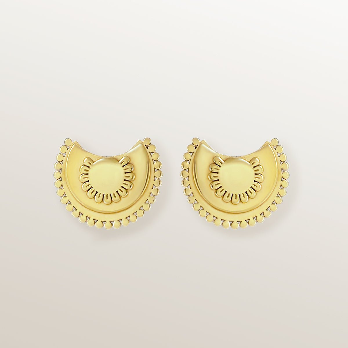 Pendientes con motivo en forma de flor semicircular, de Vermeil de oro amarillo de 18 quilates.