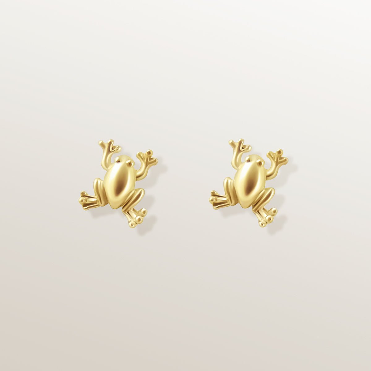 Pendientes de Oro Vermeil amarillo en forma de rana.