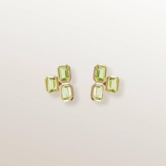 Pendientes de Oro Vermeil amarillo y 6 peridotos naturales.